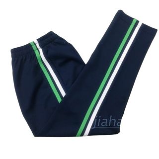Quick-drying navy blue trimmed with white breathable loose straight trousers