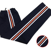 Autumn and winter cotton wool ring trousers Tibetan green Classic White orange bar high waist sports pants casual pants school pants straight tube tide