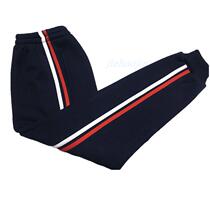 Customized thick autumn and winter school pants deep Tibetan green inlaid red and white two bars parallel bars closed trousers sports casual pants