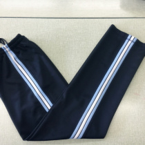 Spring and summer Tibetan green inlaid sky blue and white strips 3 bars trousers casual pants boys and girls sports pants Breathable High waist