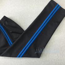 Spring and summer black inlaid 2 bars peacock blue straight school pants same trousers casual boys and girls sports pants