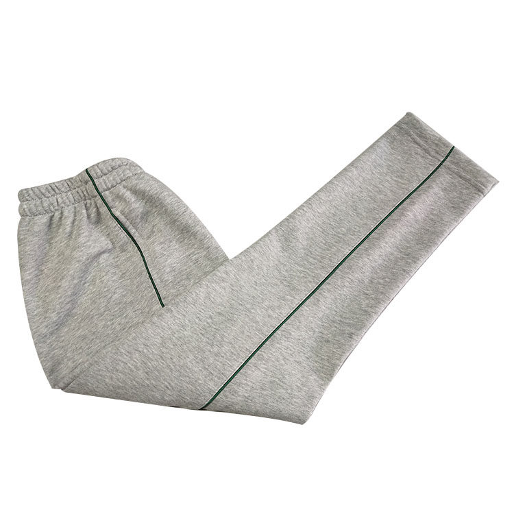 Customized gray cotton sports pants dark green edge thin strip school pants girls and boys casual loose breathable neutral student pants