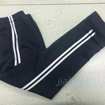 Winter plus velvet deep navy blue double white bar trousers casual pants school pants sports pants students keep warm