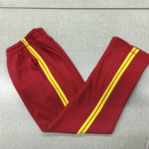 Spring and Autumn trousers Red Classic 2 yellow bar bar straight sports pants cotton terry school pants high waist