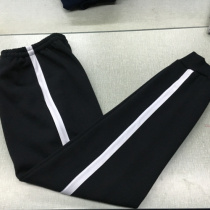 Spring and summer cotton fleece black Navy Classic 2cm white bar shou jiao kou xiao ku same men and women sweatpants