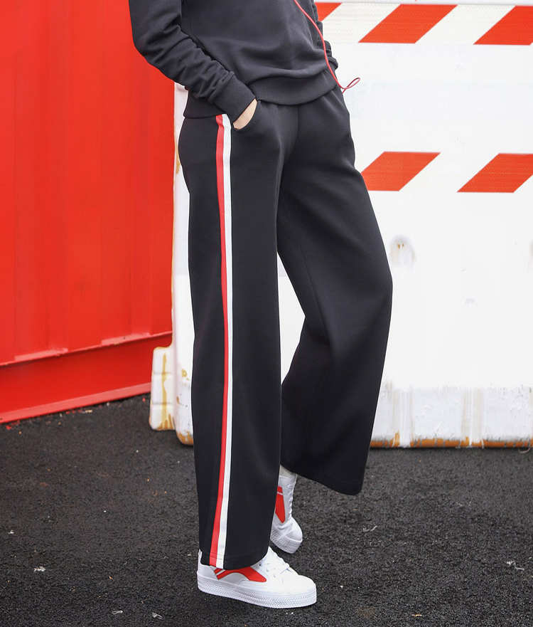 2018 Spring and Autumn new sportswear Li Ning Wei pants women's straight tube big trousers wide leg trousers AKLN076