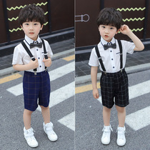 Childrens Suit Set Boys Dress Summer Strap Shorts Baby Birthday Suit Leisure British Flower Boy Show