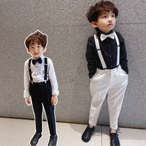 Childrens dress boy suit suit casual handsome spring and summer baby suit birthday flower girl strap pants foreign style