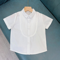 Childrens Shirt White Summer Girls Shirt Short Sleeve New style 2021 Cotton Students Korean Gentleman Joker