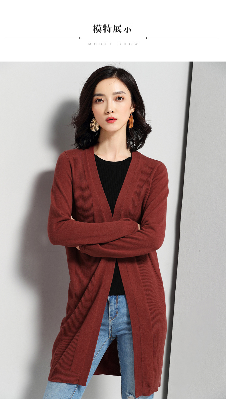 Áo len nữ mùa thu 2018 thu đông mới đan áo len len nguyên chất áo len dài tay áo len nữ màu rắn - Cardigan áo len nữ