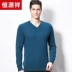 Áo len cashmere nguyên chất nam Hengyuanxiang mùa xuân, mùa thu và mùa đông mới kinh doanh áo len bình thường - Áo len Cashmere