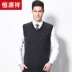Hengyuanxiang thương hiệu áo len nam chính đầu tóc vest mùa thu mới vest vai đan vest trung niên V lãnh thổ len dệt kim Dệt kim Vest