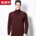 Áo len cổ cao nam Hengyuanxiang trung niên mùa đông mới đôi ve áo tinh khiết cashmere đan áo len áo thun nam - Hàng dệt kim