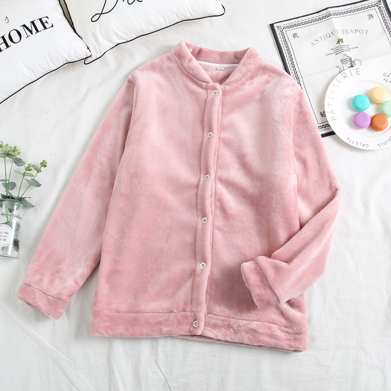 Mùa thu và mùa đông flannel đơn áo ngủ phụ nữ cộng với nhung dày lông cừu dịch vụ nhà dài tay đơn giản kích thước lớn cộng với thẻ béo đồ lót nữ