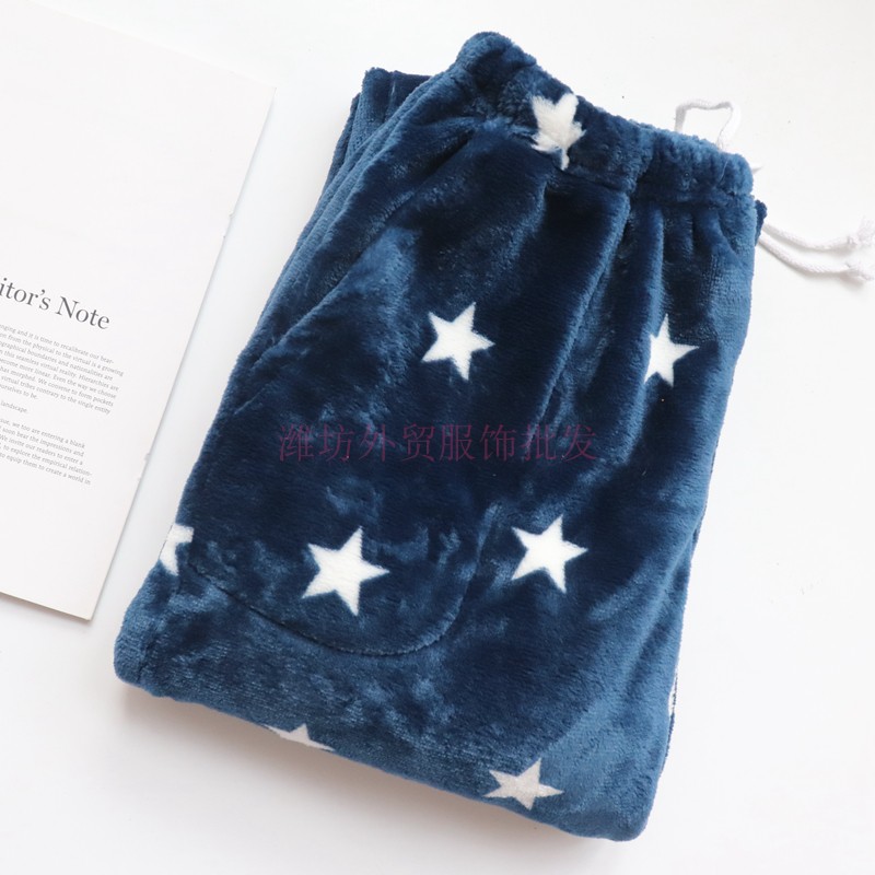 Mùa đông quần flannel nhà dày quần nam lông cừu san hô cộng với nhung ấm đôi ngủ quần để đóng chân cộng với kích thước chất béo quần tây nam đẹp