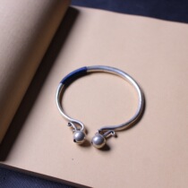 Hand-wrapped red rope jewelry open bell bracelet female seedling silver jewelry