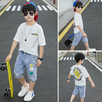 Boys summer suit 2020 new 4 boys 6 middle and large children western style childrens clothing 7 short-sleeved 5 positive sports tide 8 years old 9