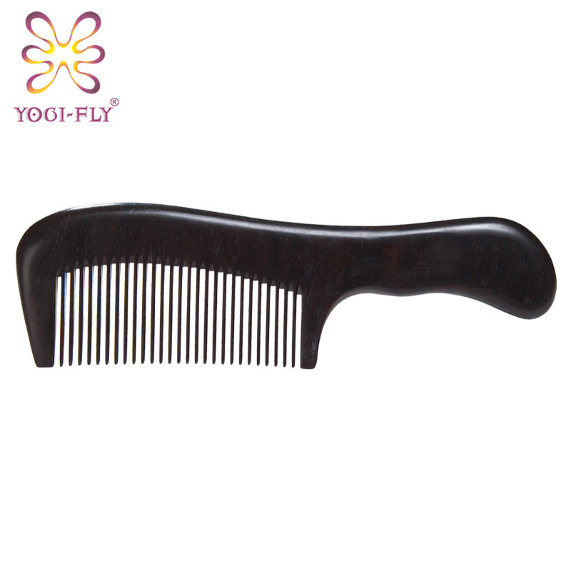 Yagfei Ebony Comb Whole Wood Comb with Handle Small Comb Portable Cute and Lettering