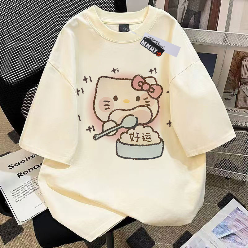 女童纯棉短袖T恤夏季2026新款中鲨鱼小猫大童洋气百搭半袖上衣服 — 29