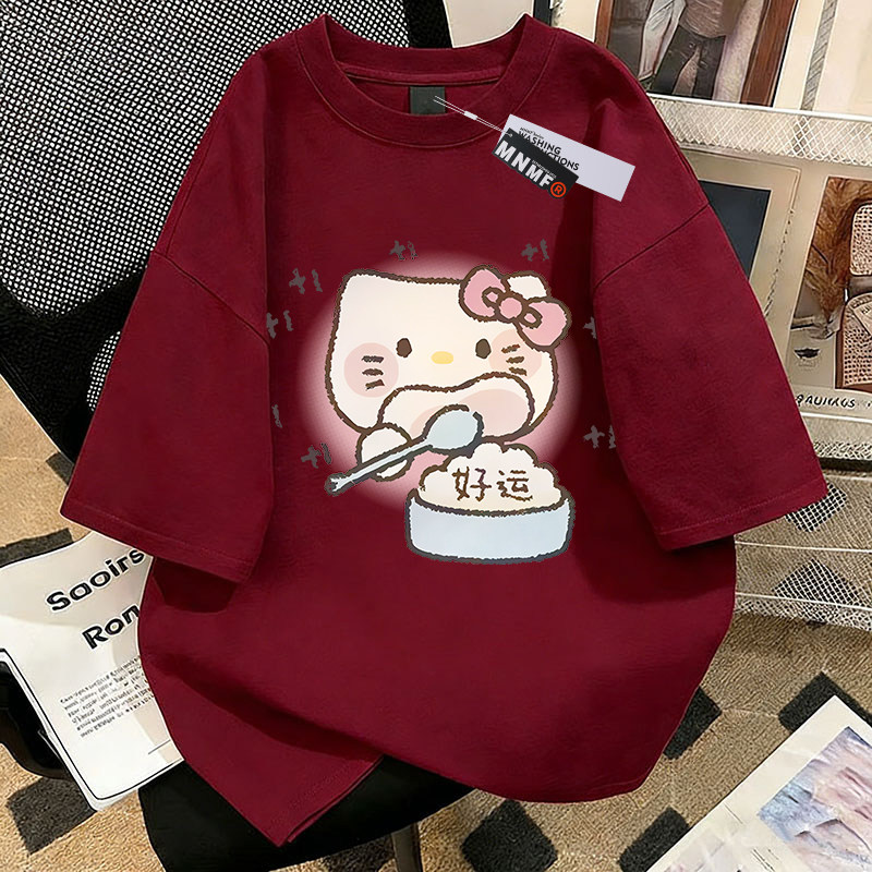 女童纯棉短袖T恤夏季2026新款中鲨鱼小猫大童洋气百搭半袖上衣服 — 33