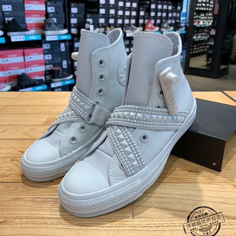 Converse/Converse New Product, Popular Style with Personalized Rivet Straps, Leather High-Top Canvas Shoes 562431C