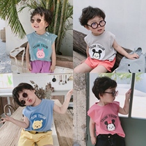 Childrens vest boy Camcuff outside wearing sleeveless jacket Summer tide suit Childrens pure cotton ultra-thin Breathable Baby