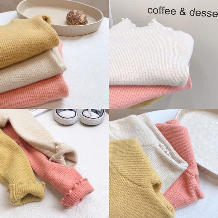 Girls' bottoming sweater autumn and winter thickened half turtleneck slim baby Western style Korean version knitted children's bottoming shirt
