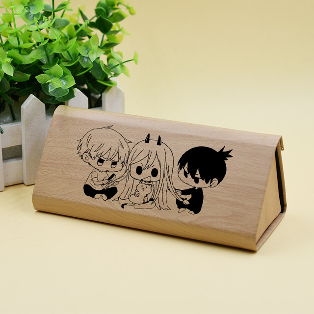 Chainsaw Man Glasses Case Dencibo Chitama Chima ເກມ Animation Peripheral Folding Storage Glasses Case Pen Case