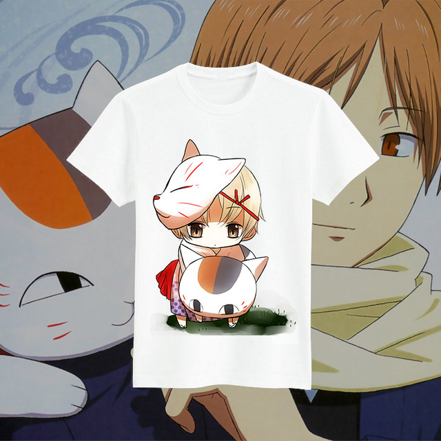 ເສື້ອຍືດ Natsume Takashi cat ເສື້ອທີເຊີດຄູສອນເກມ anime ກາຕູນສອງມິຕິລະດັບ peripheral ເສື້ອທີເຊີດແຂນສັ້ນສໍາລັບຜູ້ຊາຍແລະແມ່ຍິງ