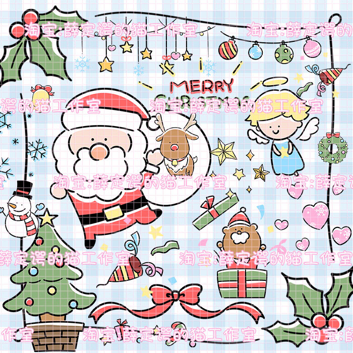 L1045 Winter Cute Cartoon Christmas Handdrawn Photo Frame Pending Fault PNG Material Design Material