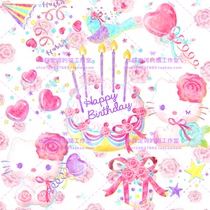 014 Hello Kitty Girlish Birthday without buckle PNG sticker background wallpaper material cute