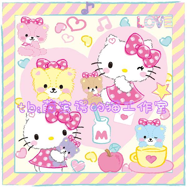 131 Kitty cute cartoon free of buckle PNG design stickup wallpaper material