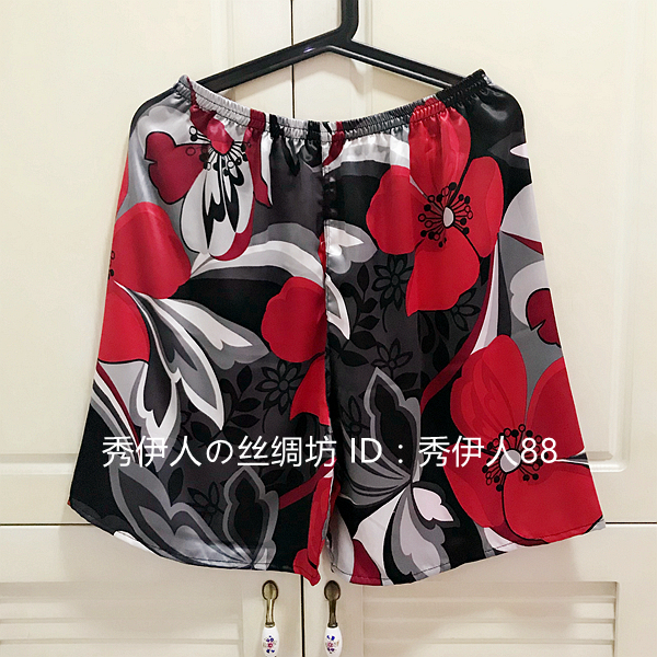Quần short lụa nam mùa hè lụa cảm thấy kích thước lớn quần short bãi biển quần góc phẳng quần nhà giản dị in pajama quần quần short jean nam