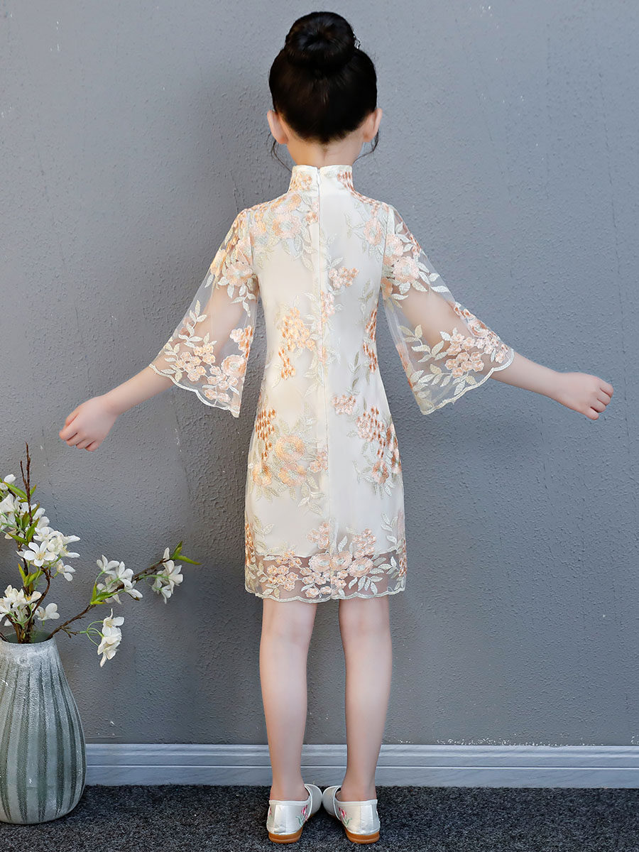 Chinese style Children's Cheongsam Summer girls modified thin princess dress Little girl Western style Tang dress female child Hanfu