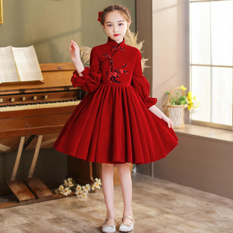 Girls' qipao Princess Leia dress Children's New Year dress Chinese New Year dress girl in Chinese New Year dress Winter Dress