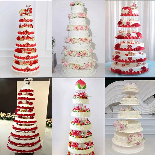 Multi -Layer Shelf Cake Модели модели 2024 Новый цветочный свадьба Желания Жизнь вода фрукты поддельный торт образец окна