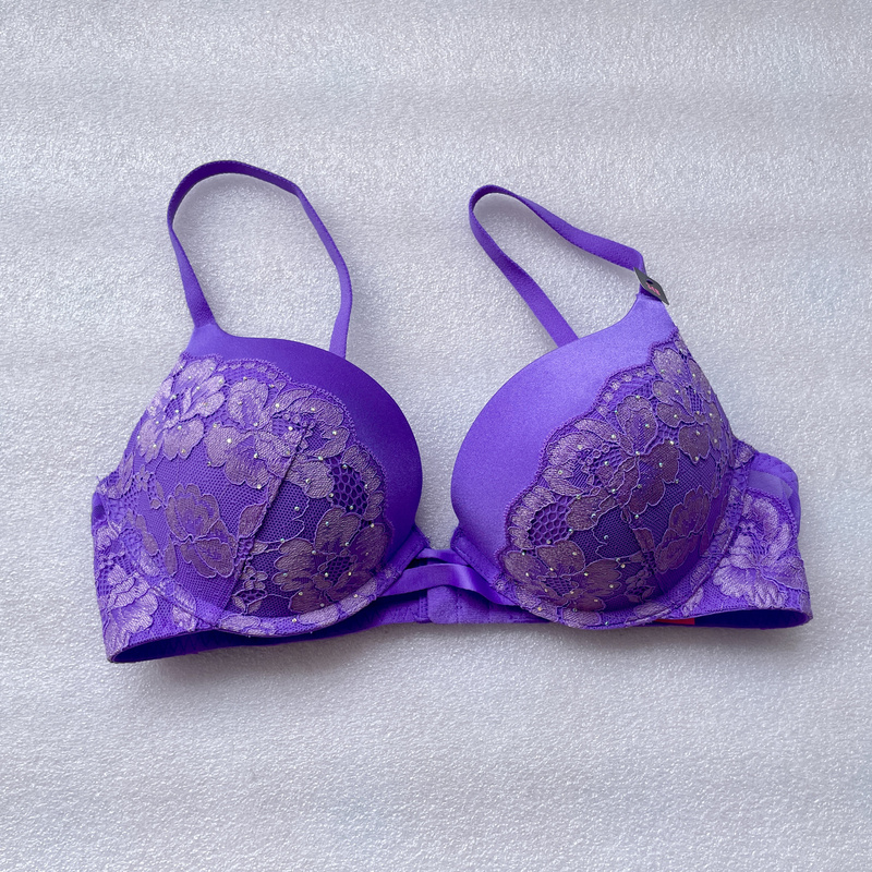 Thick Cup Push-Up Breast-Revealing Women's Underwear Purple Sexy Lace Cup Breathable Bra Purple Bra