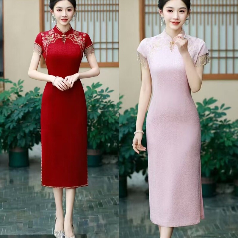 High-End Mother-Of-The-Bride Cheongsam 2026 New Embroidered Dress Noble Mother-In-Law Wedding Banquet Dress Wedding Dress for Women High-End Mother-Of-The-Bride Cheongsam 2026 New Embroidered Dress Noble Mother-In-Law Wedding Banquet Dress Wedding Dress for Women