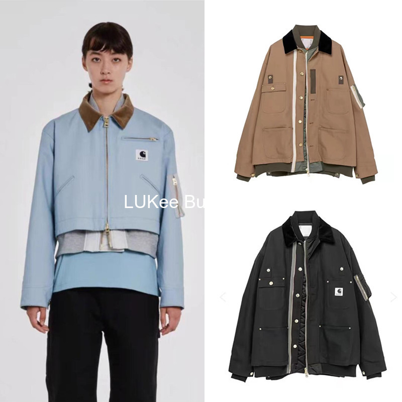 Authentic Carhartt X Sacai New Double-Layer Deconstructed Patchwork Workwear Flight Jacket from a Buyer's Store
