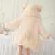 Original warm sheep sheep autumn and winter cute horns loose large size thickened warm hooded plush long coat coat