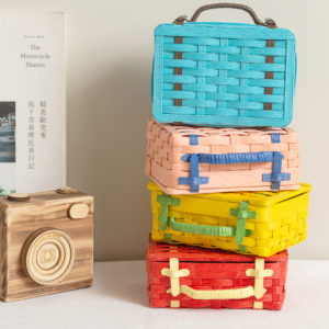 Mini Suitcase Paper Rattan Weaving Craft Class Material Kit Paper Rope Creative Imitation Rattan Weaving DIY Gift Photo Decoration