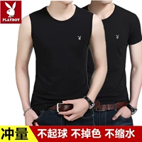 Áo thun cotton mùa hè không tay nam thể thao playboy vest rộng thấm mồ hôi thấm ướt cổ áo vest đáy áo thun 3 lỗ nam