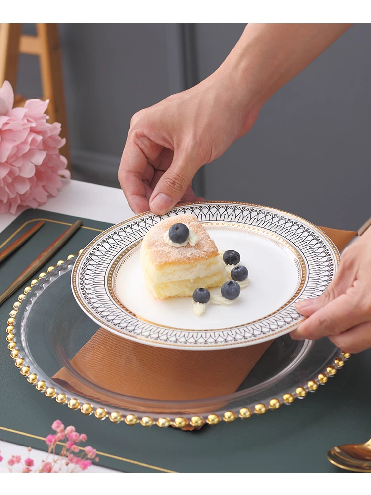 Creative dinner plate, ceramic tableware, set, European style, light luxury style