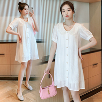 Pregnant women summer dress 2021 summer fashion style Western style loose large size high-end doll skirt trendy mom