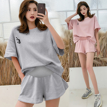 Maternity summer suit out of fashion 2021 new summer tide mom casual sports shorts two-piece set