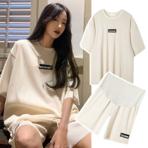 Pregnant Woman Shorts Suit Summer Dress Out Fashion Style Loose Casual Short Sleeve Summer Thin Ice Silk Sport Two Sets