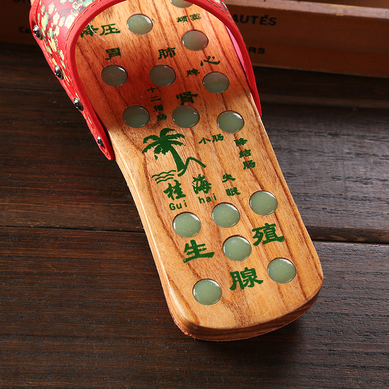 Women's Summer Wooden Shoes, Sole Acupoint, Foot Massage, Non-Slip Wooden Slippers, Men's Casual Clogs, Chinese Style Couple Wooden Shoes