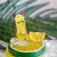 MISS Park | Lemon cold drink cup, asymmetric AB, realistic food toy, exquisite and transparent 925 silver earrings and ear clips