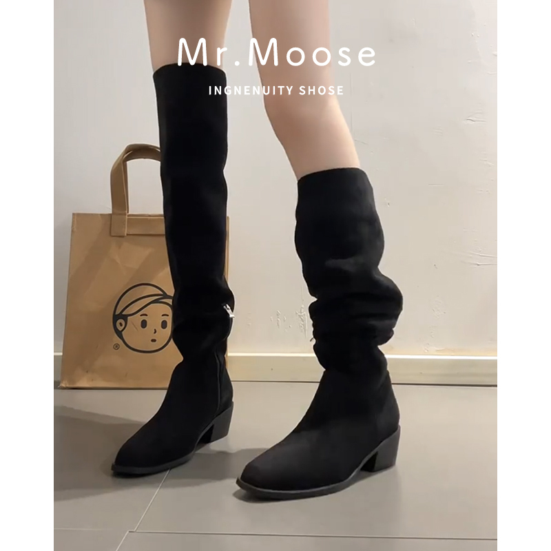 Black Over-The-Knee Boots for Women, Chunky Heel High-Tube Riding Boots, Slimming Long Boots, Versatile, Leg-Lengthening, New Style, Square-Toe, Comfortable Boots Black Over-The-Knee Boots for Women, Chunky Heel High-Tube Riding Boots, Slimming Long Boots, Versatile, Leg-Lengthening, New Style, Square-Toe, Comfortable Boots