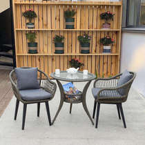 Balcony small table and chairs outdoor rattan chair coffee table combination three-piece set courtyard garden leisure window table rattan back chair
